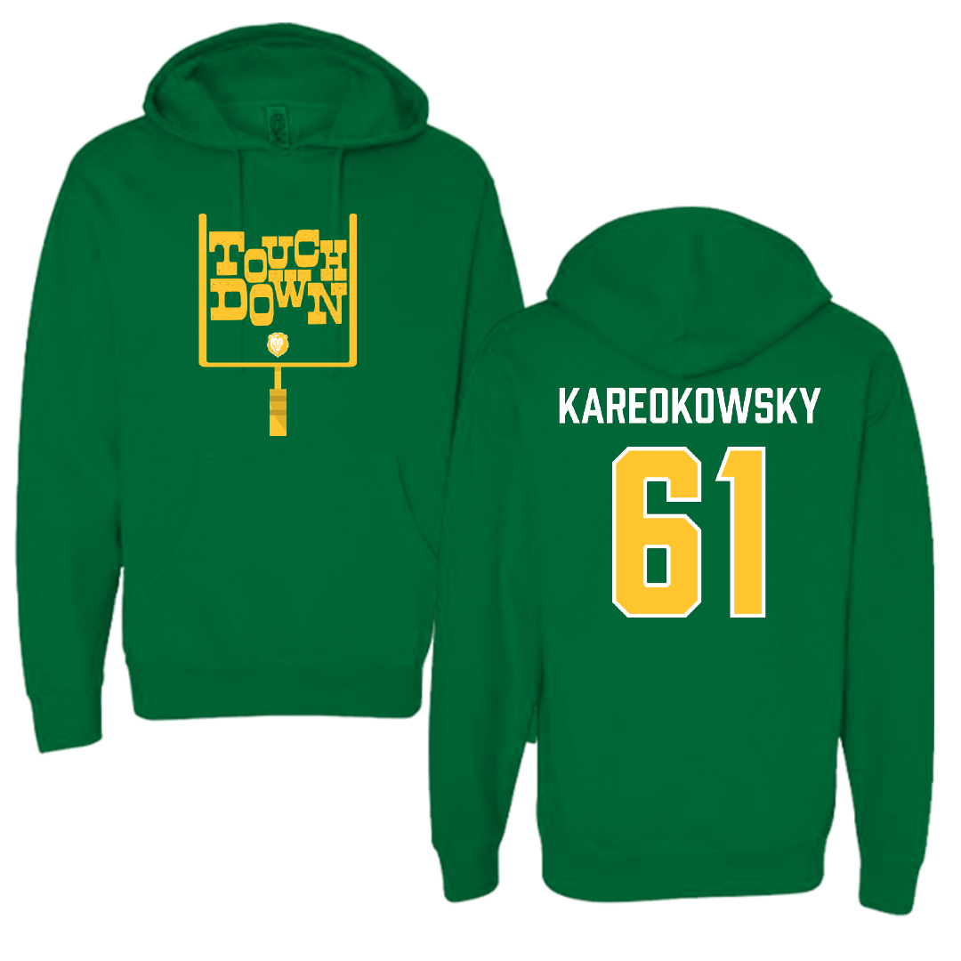 Southeastern Louisiana University Football Green Touchdown Hoodie - #61 Holden Kareokowsky