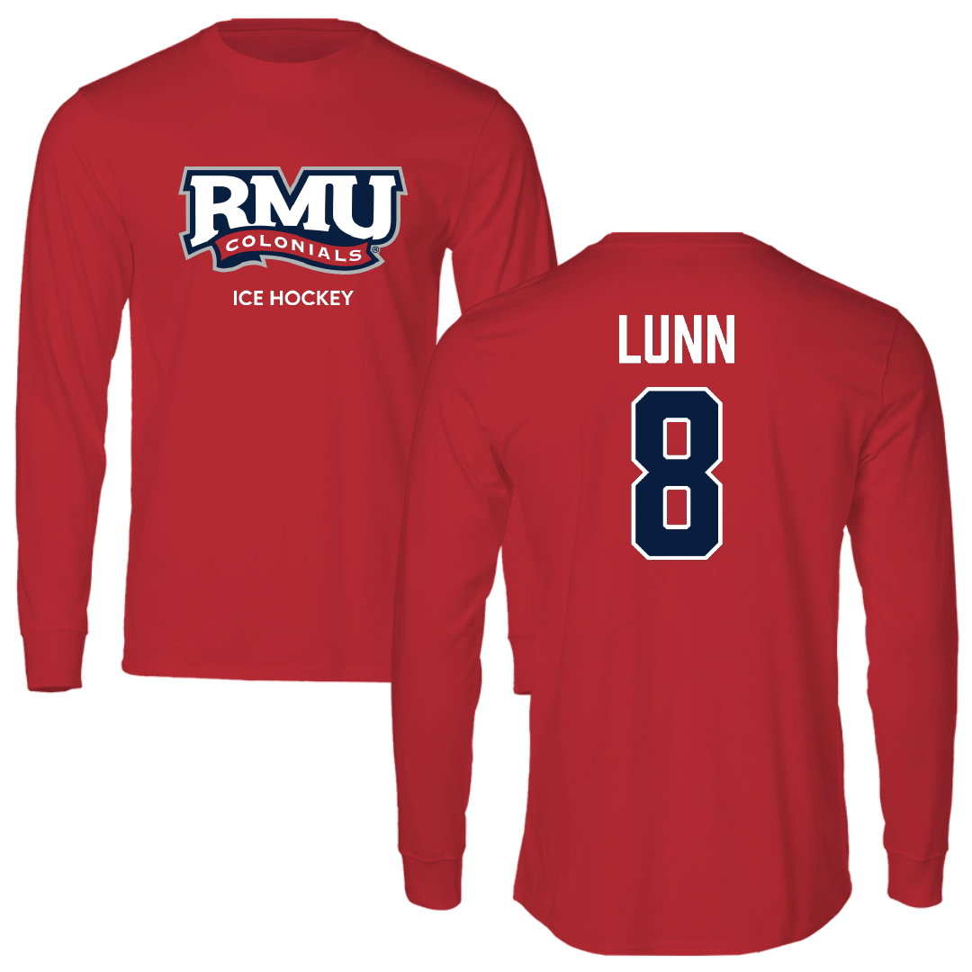 Robert Morris University Ice Hockey (M) Red Performance Long Sleeve - #8 Gabriel Lunn