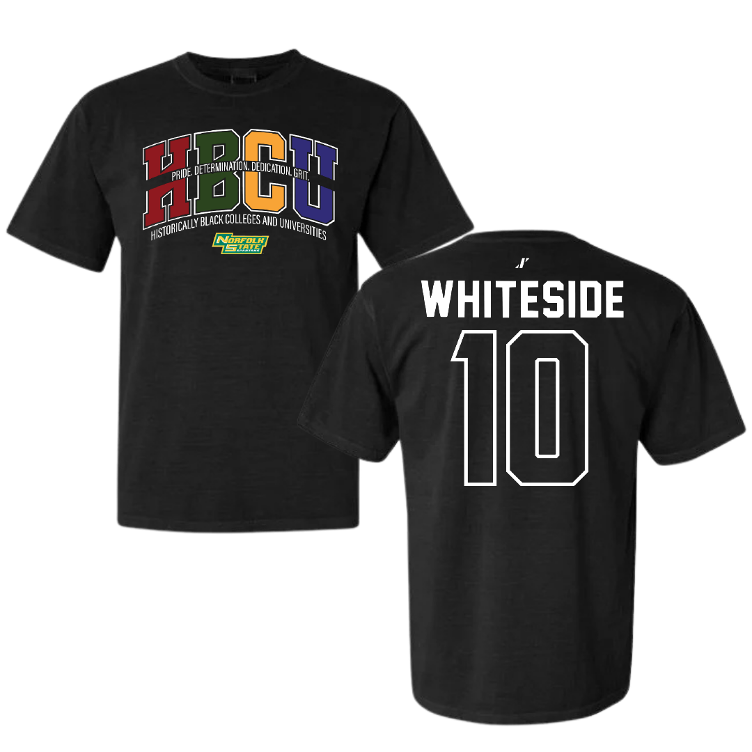 Norfolk State University Football Black HBCU Comfort Colors Tee - #10 Izayah Whiteside