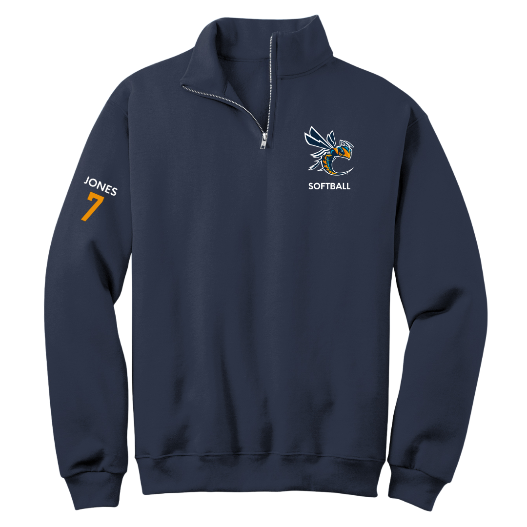 Cedarville University Softball Navy Quarter-Zip - #7 Madison Jones