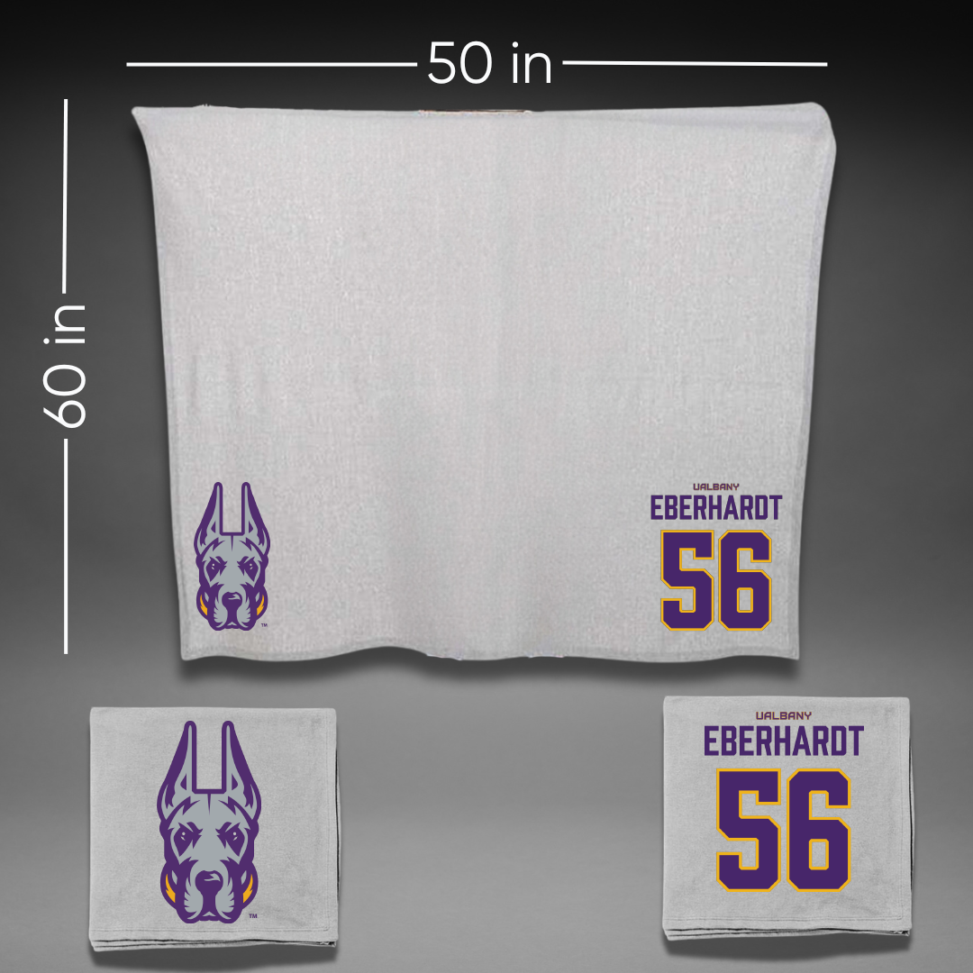 University at Albany Football Gray Blanket - #56 Neco Eberhardt