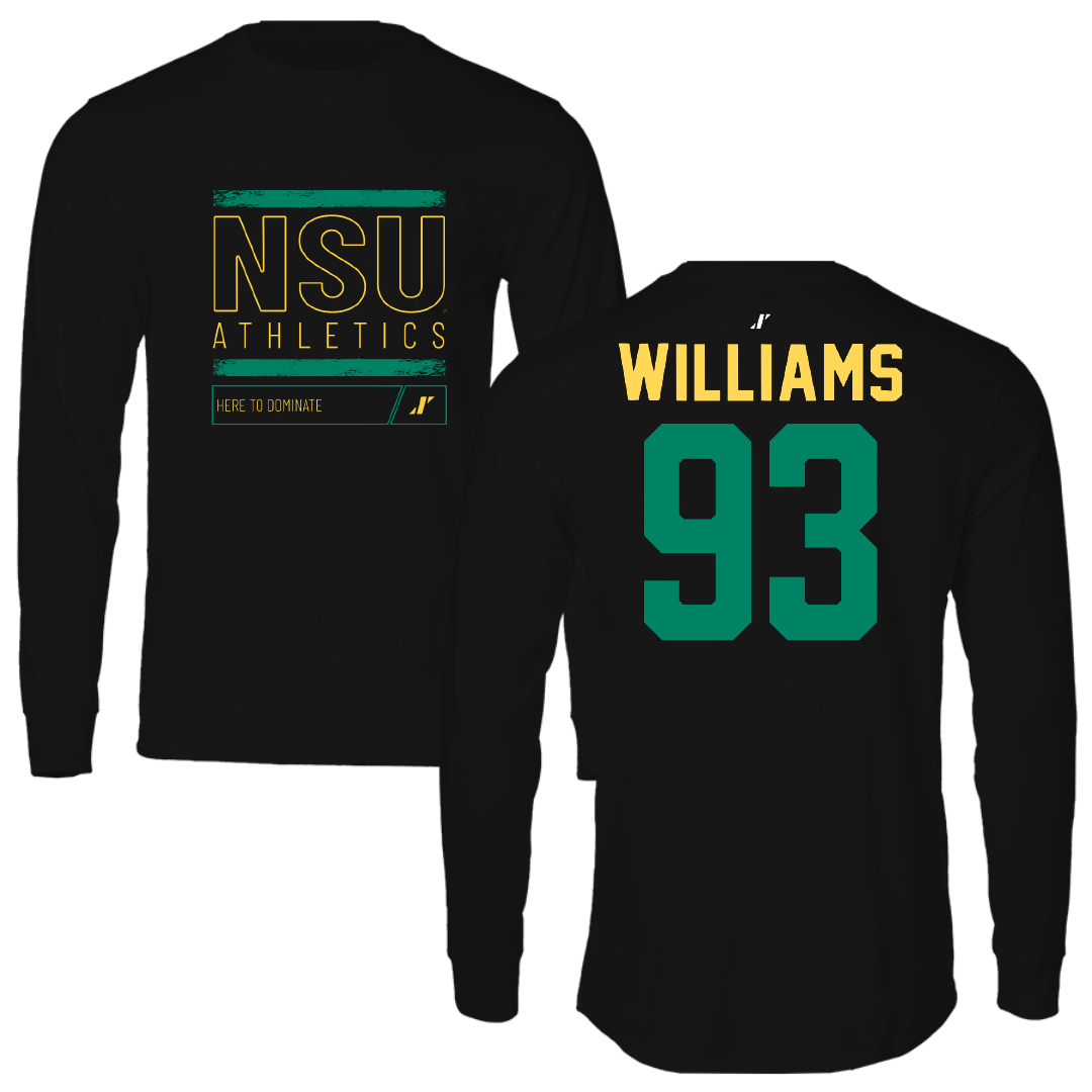 Norfolk State University Football Black Dominate Performance Long Sleeve - #93 Jaylen Williams