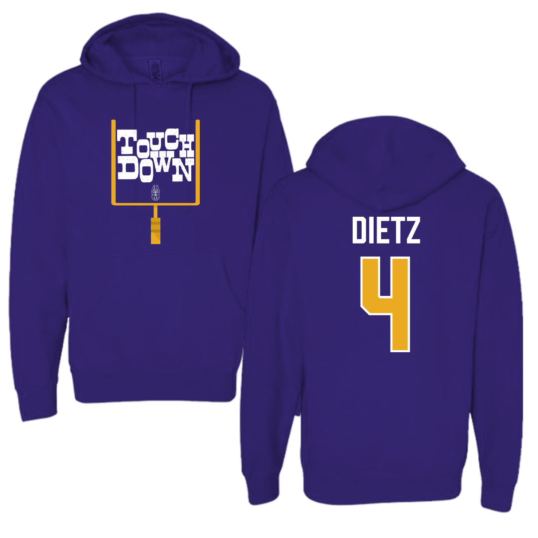 University at Albany Football Purple Touchdown Hoodie - #4 MarQeese Dietz