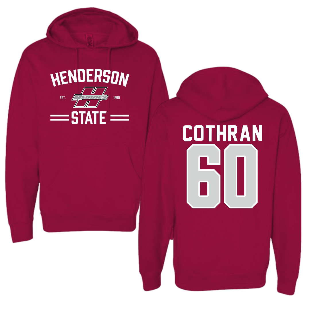 Henderson State University Football Cardinal General Hoodie - #60 Isaac Cothran