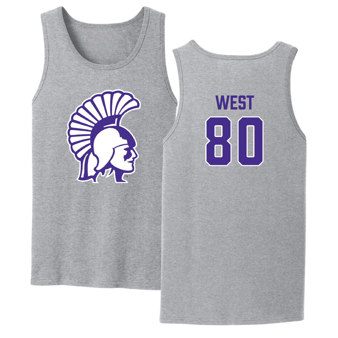 Winona State University Football Sport Gray Tank Top - #80 Jaylen West