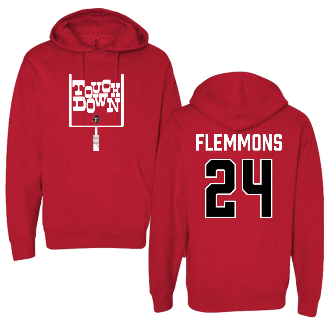 Austin Peay State University Football Red Touchdown Hoodie - #24 Jeremiah Flemmons