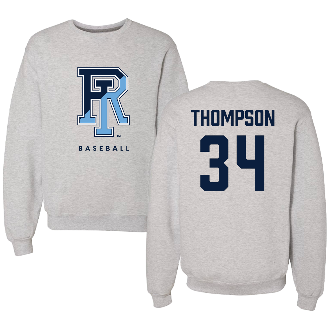 University of Rhode Island Baseball Gray Crewneck - #34 Ryan Thompson
