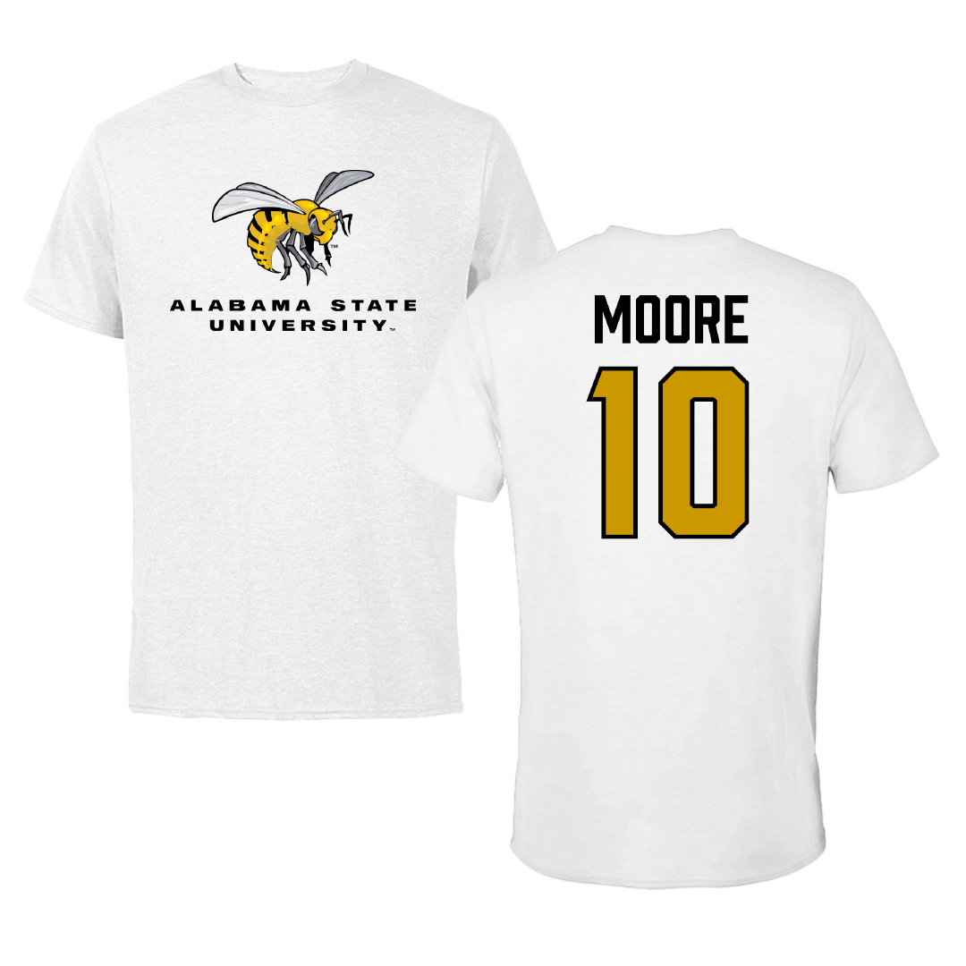 Alabama State University Football White Tee - #10 Jaden Moore