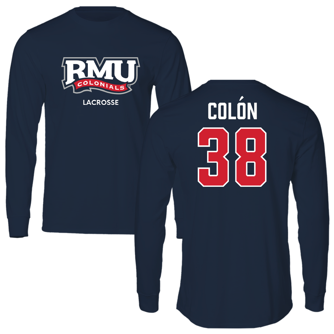 Robert Morris University Lacrosse (M) Navy RMU Performance Long Sleeve - #38 Sam Colón