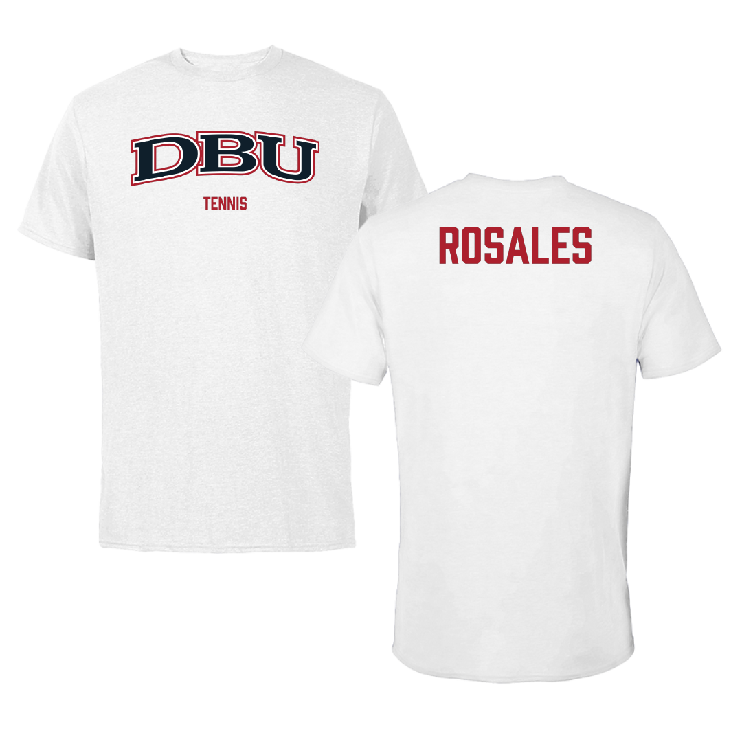 Dallas Baptist University Tennis (M) White Performance Tee - Fabian Rosales