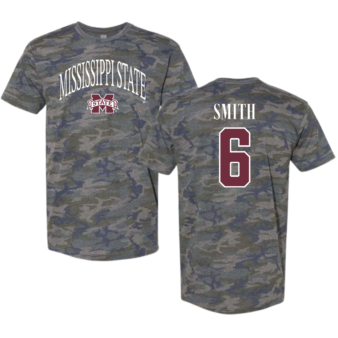 Mississippi State University Softball Vintage Camo Tee - #6 Carson Smith