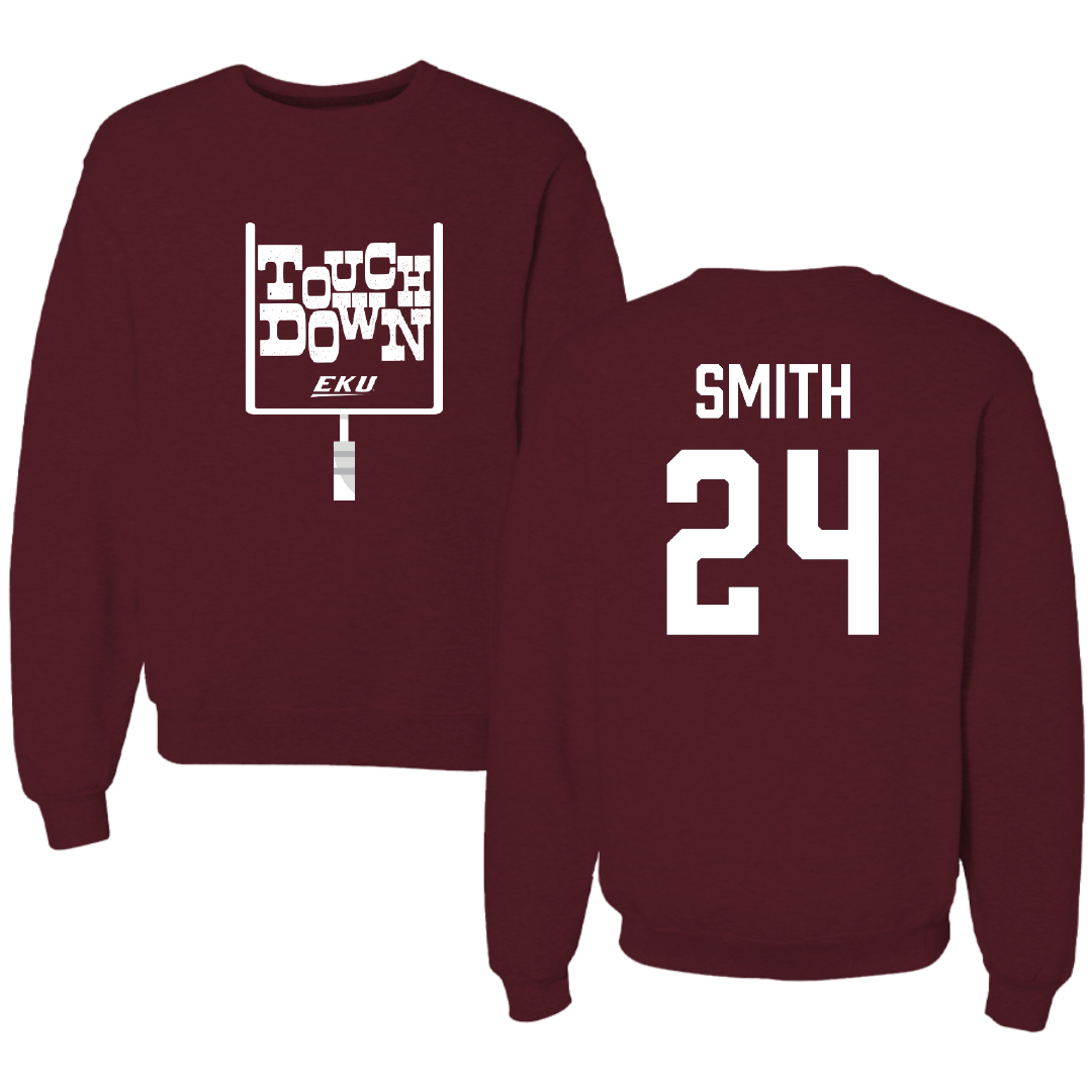 Eastern Kentucky University Football Maroon Touchdown Crewneck - #24 Kaden Smith