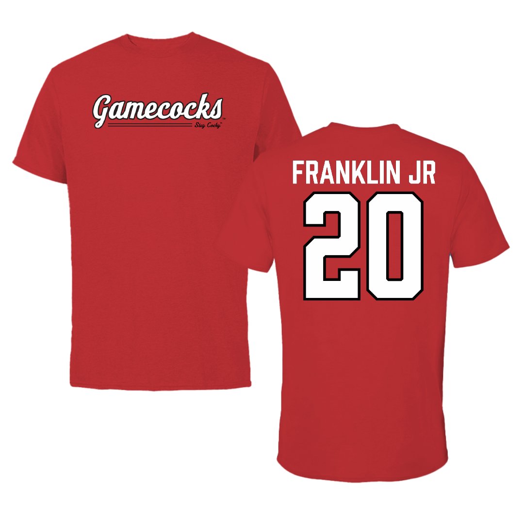 Jacksonville State University Football Red General Tee - #20 Travis Franklin Jr