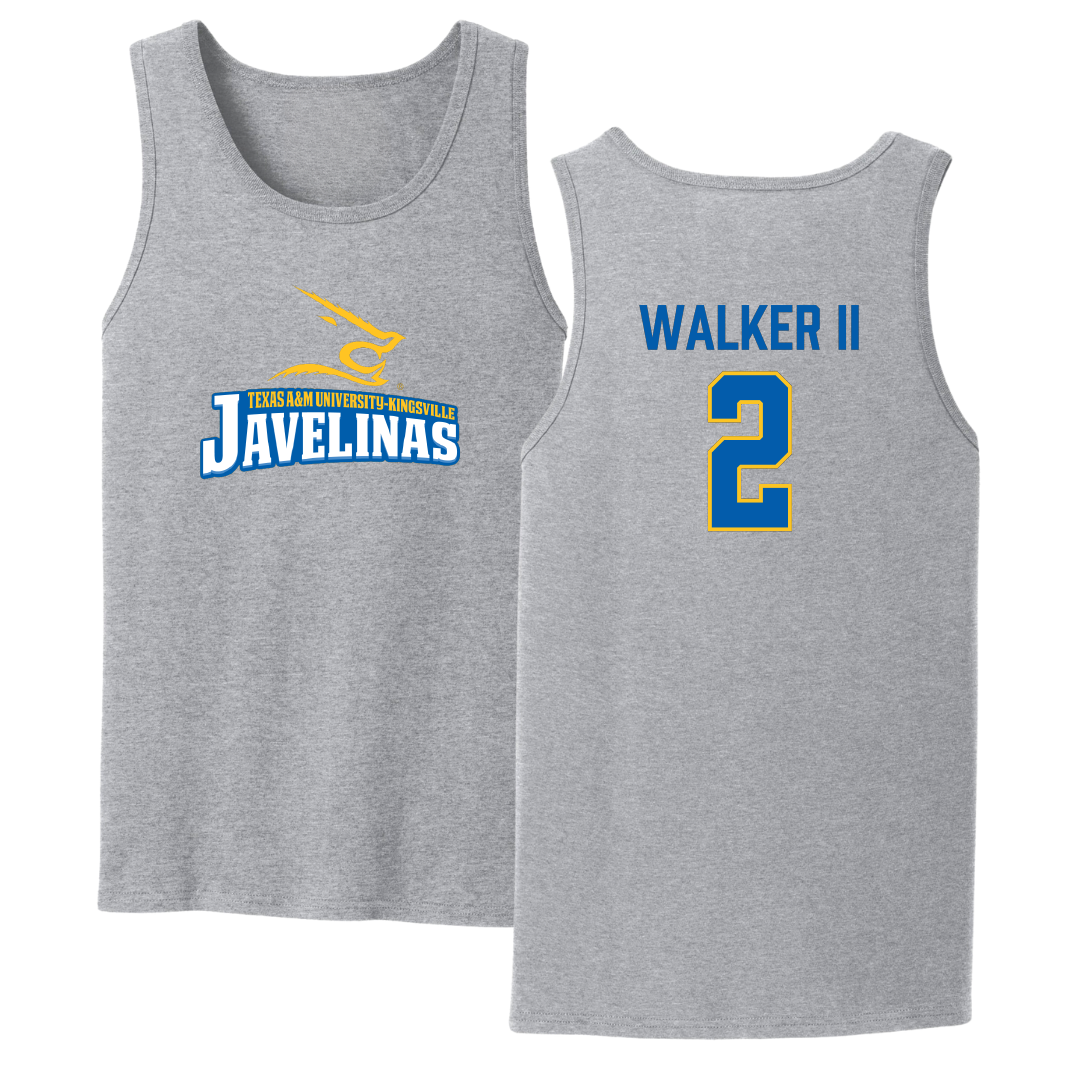 Texas A&M University-Kingsville Basketball Sport Gray Tank Top - #2 Andre Walker II