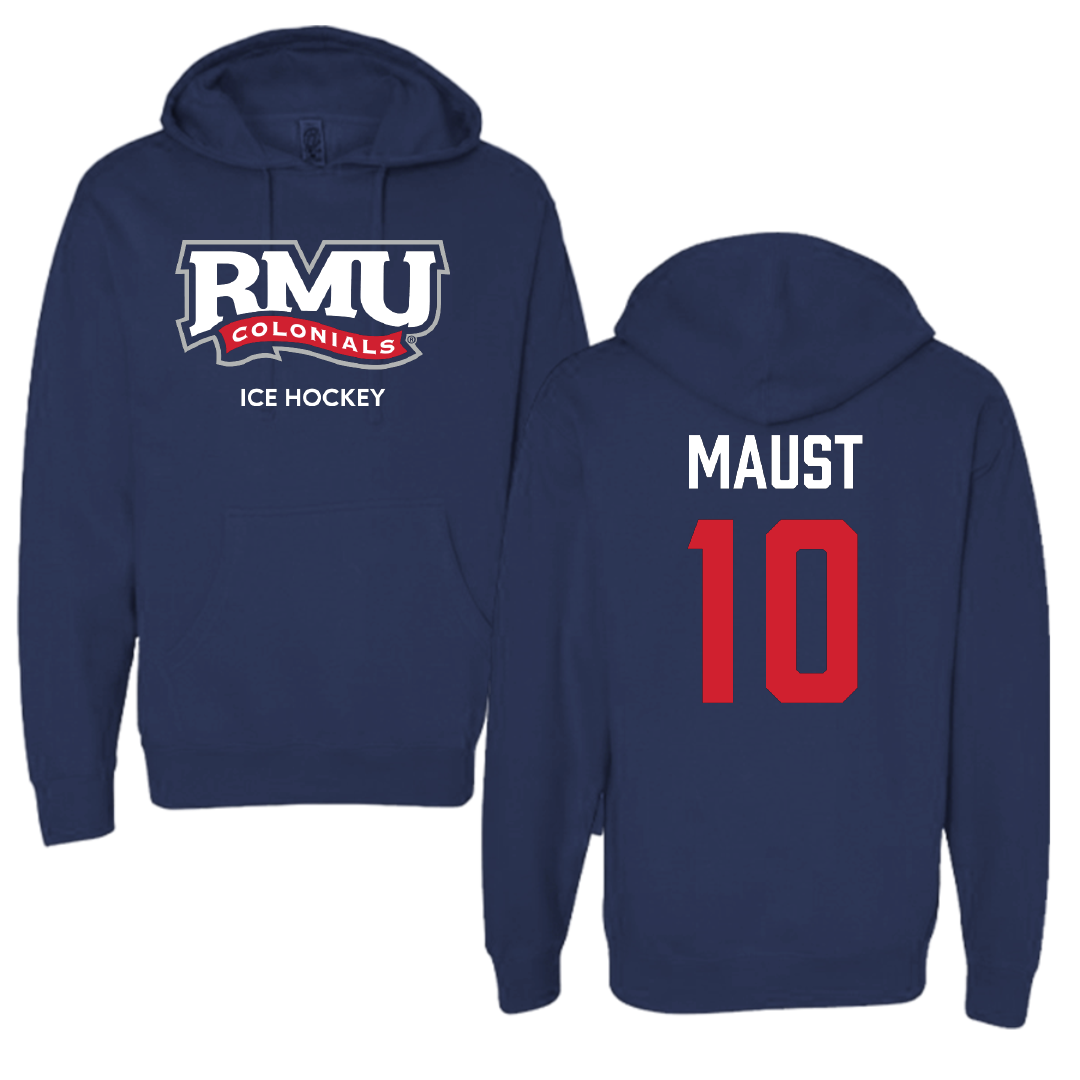 Robert Morris University Ice Hockey (M) Navy Hoodie - #10 Paul Maust