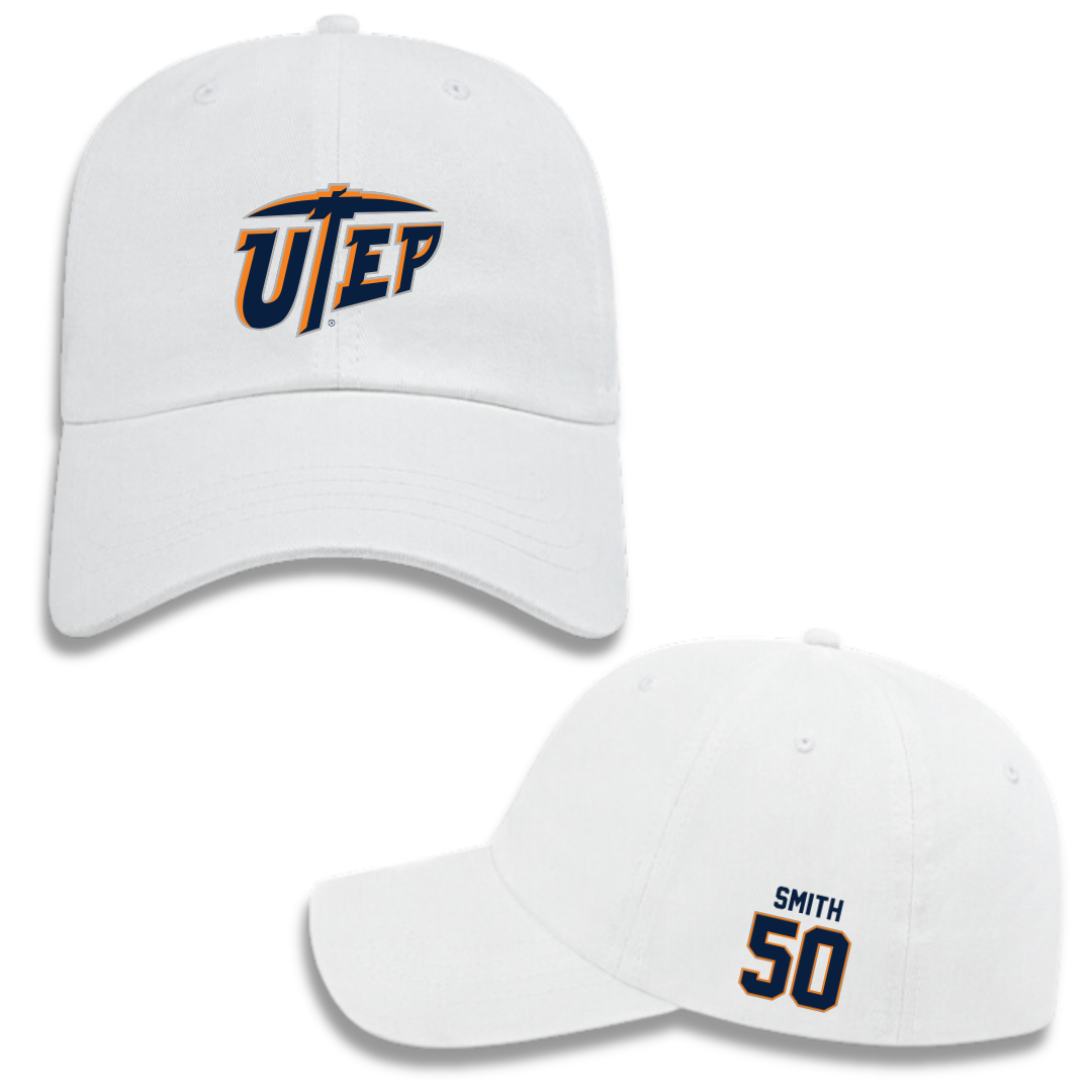 University of Texas at El Paso Football White Hat - #50 Brennan Smith