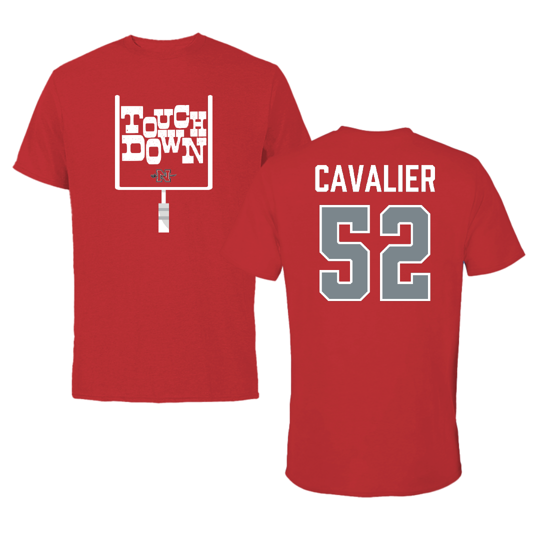 Nicholls State University Football Red Touchdown Tee - #52 Andrew Cavalier