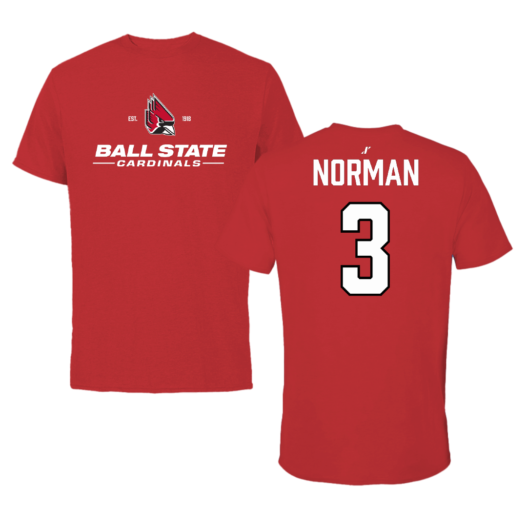Ball State University Basketball Red General Performance Tee - #3 Karsyn Norman