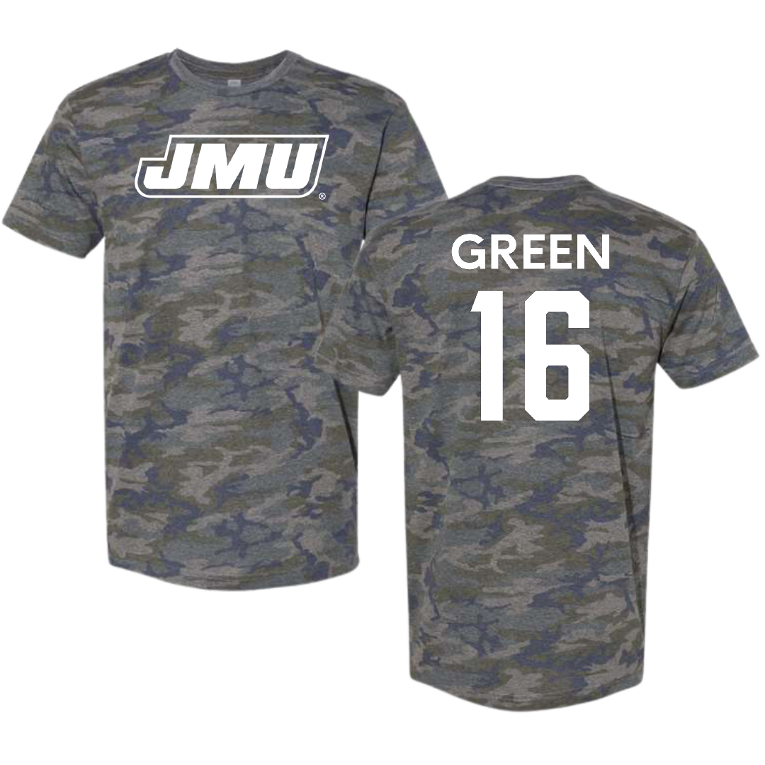 James Madison University Football Vintage Camo Tee - #16 Desmond Green