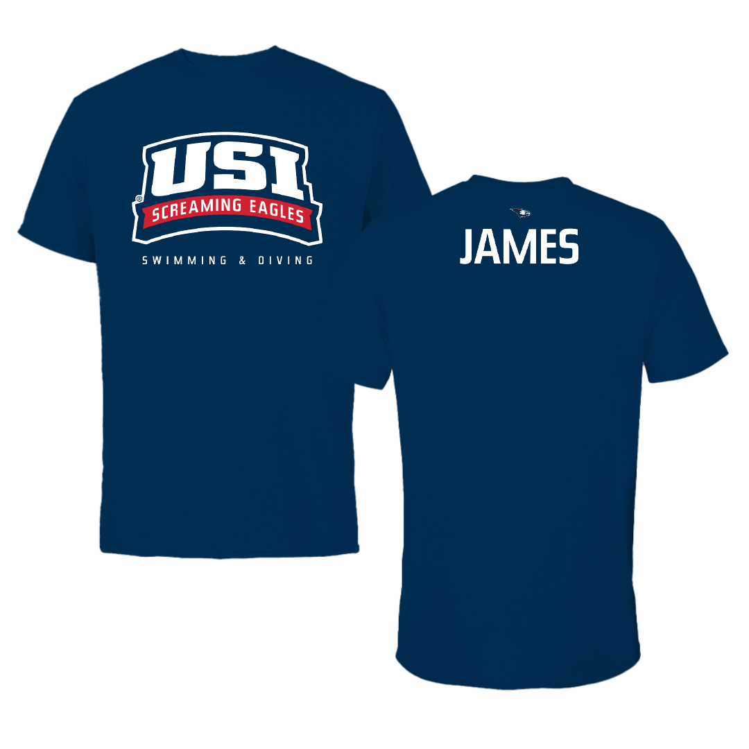 University of Southern Indiana Swimming & Diving Navy Tee - Cameron James