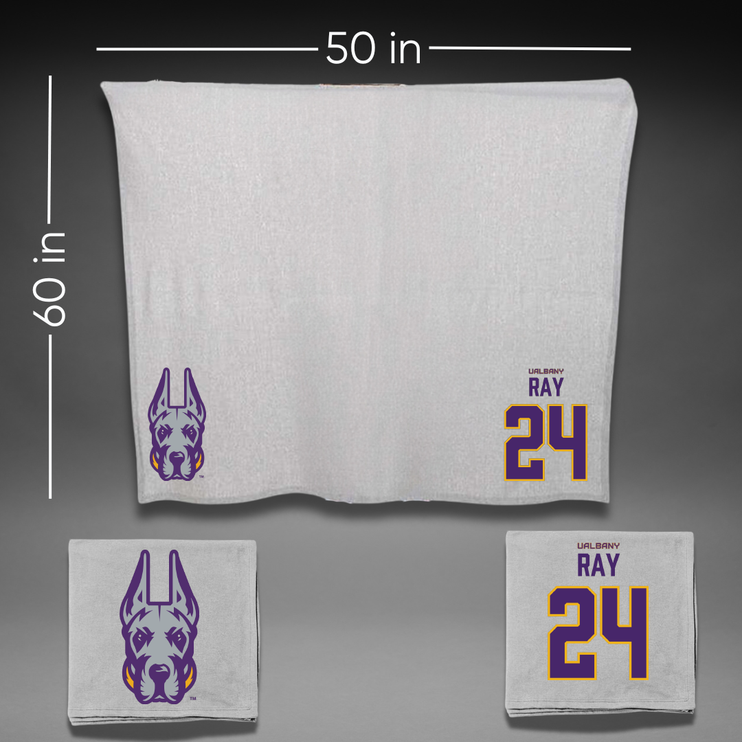 University at Albany Basketball Gray Blanket - #24 Abby Ray