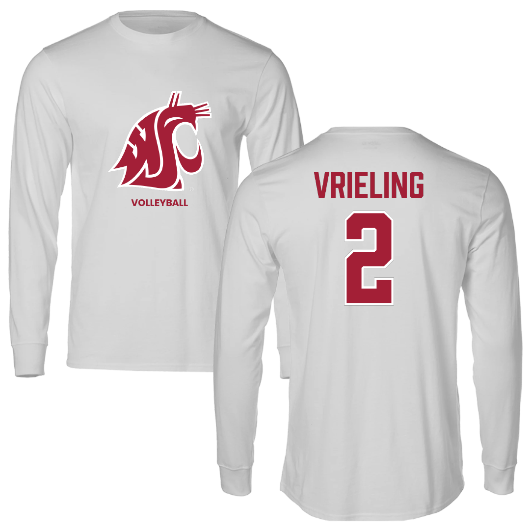 Washington State University Volleyball (W) Light Gray Performance Long Sleeve - #2 Taryn Vrieling