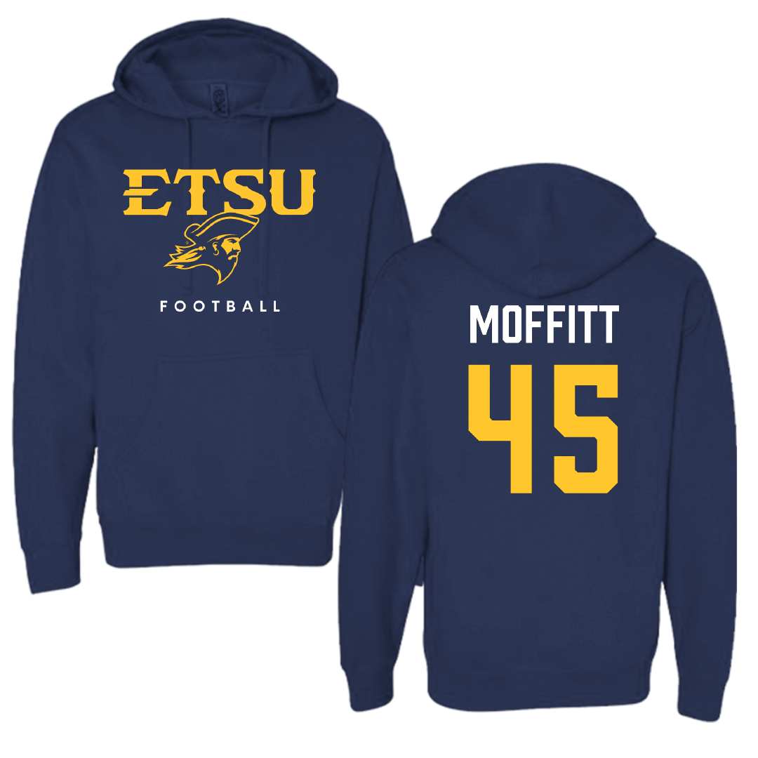East Tennessee State University Football Navy Hoodie - #45 Trevor Moffitt