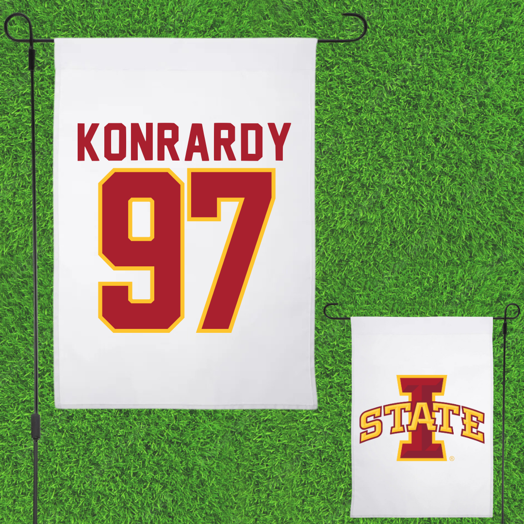 Iowa State University Football White Garden Flag - #97 Kyle Konrardy