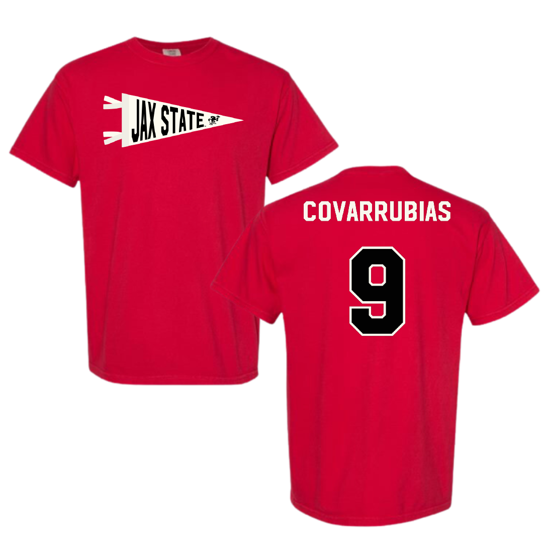 Jacksonville State University Bowling Red Pennant Comfort Colors Tee - #9 Keyla Covarrubias