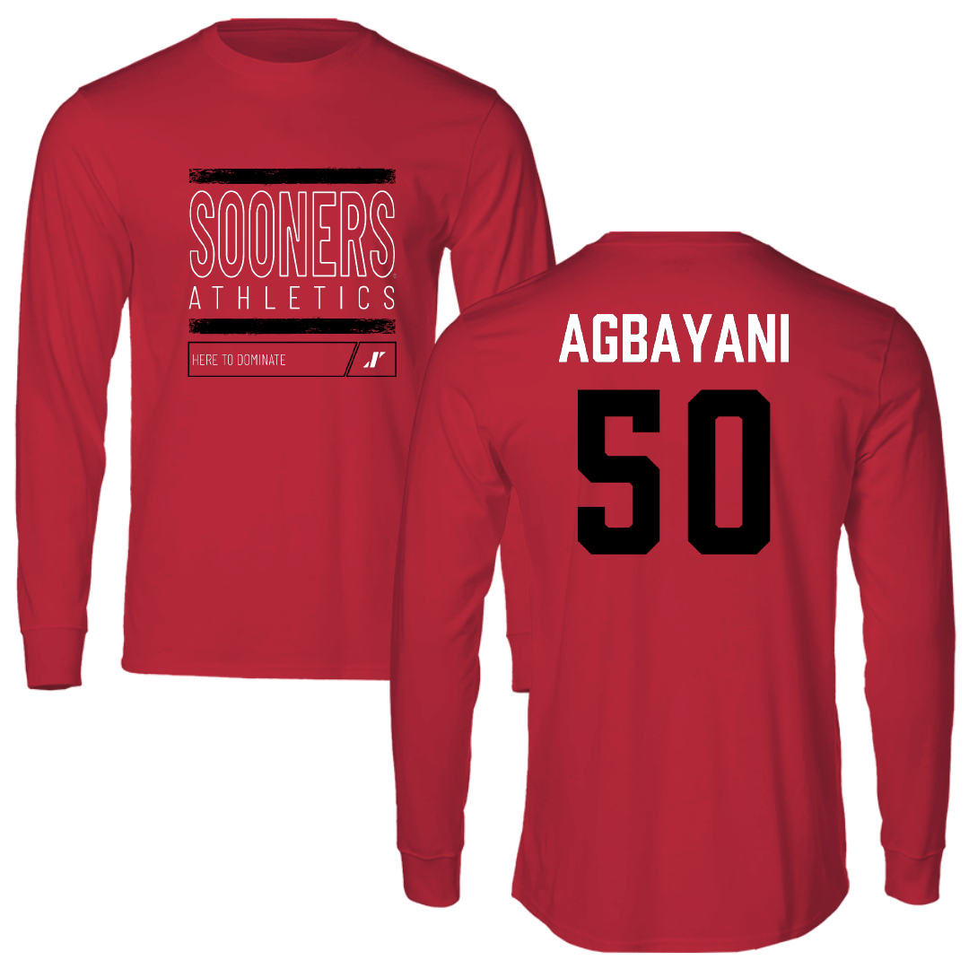 University of Oklahoma Softball Crimson Dominate Long Sleeve - #50 Ailana Agbayani