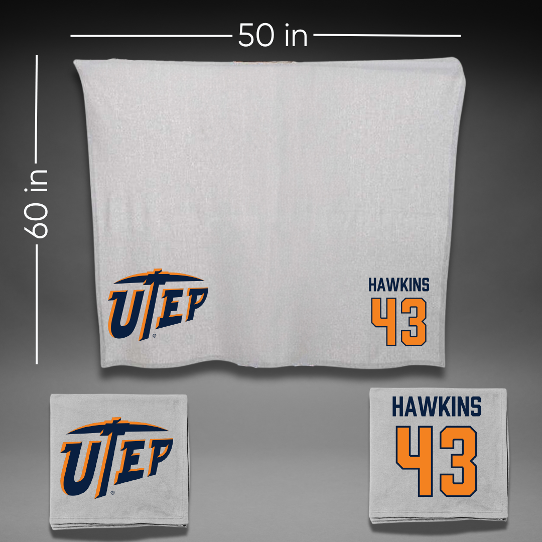 University of Texas at El Paso Football Gray Blanket - #43 Garrett Hawkins