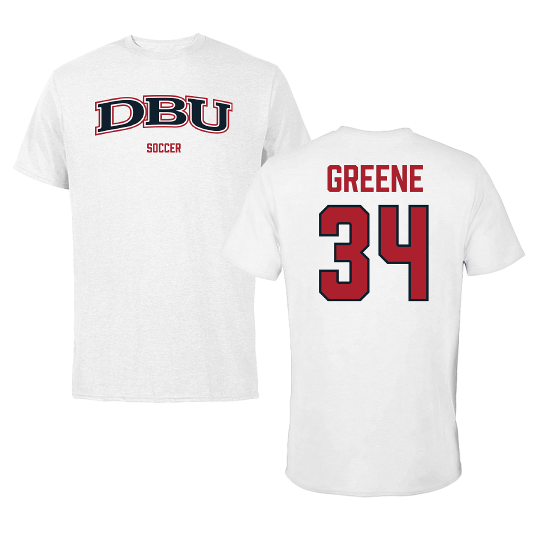 Dallas Baptist University Soccer (W) White Performance Tee - #34 Ava Greene