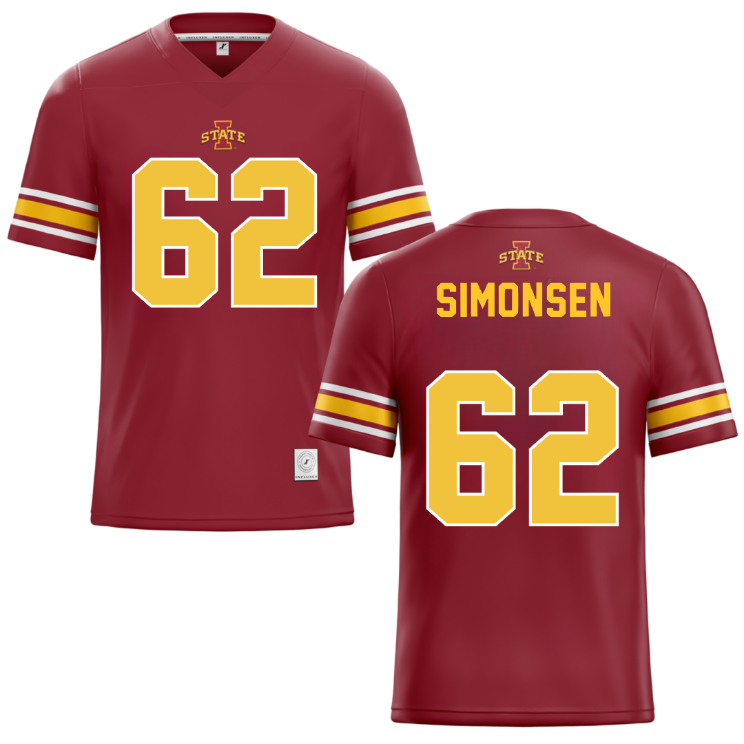 Iowa State University Red Football Jersey - #62 Braden Simonsen