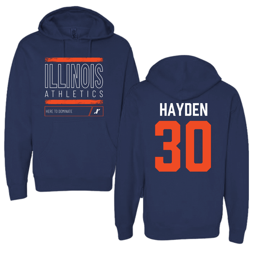 University of Illinois Football Navy Dominate Hoodie - #30 Jojo Hayden
