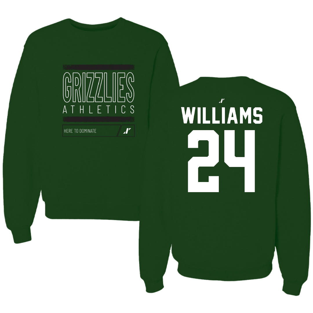 Adams State University Football Forest Green Dominate Crewneck - #24 Christopher Williams