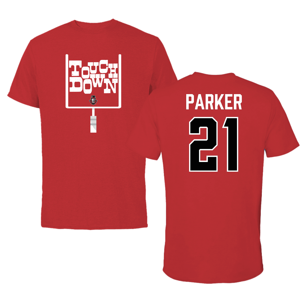 Austin Peay State University Football Red Touchdown Performance Tee - #21 Denver Parker