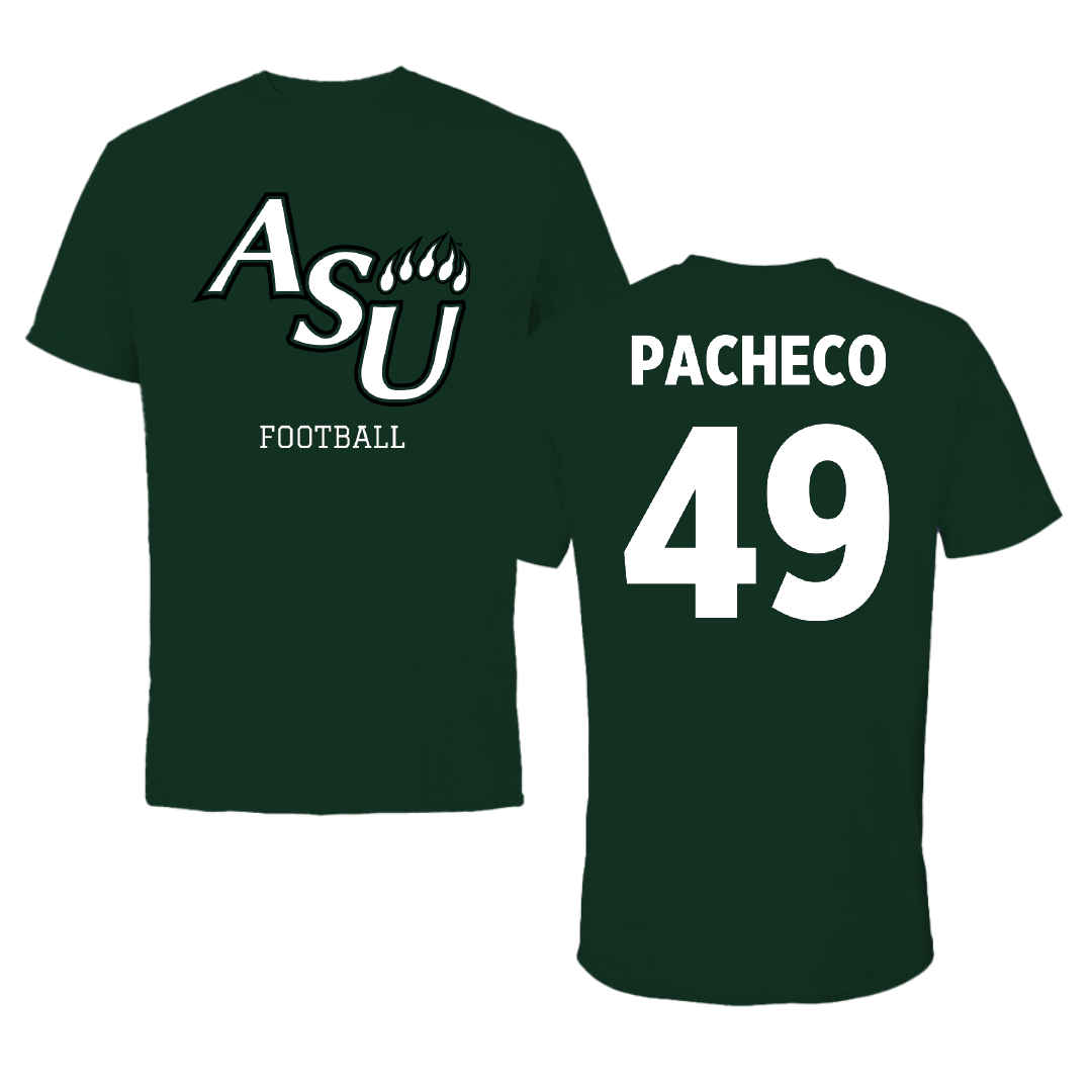 Adams State University Football Forest Green Performance Tee - #49 Quinton Pacheco