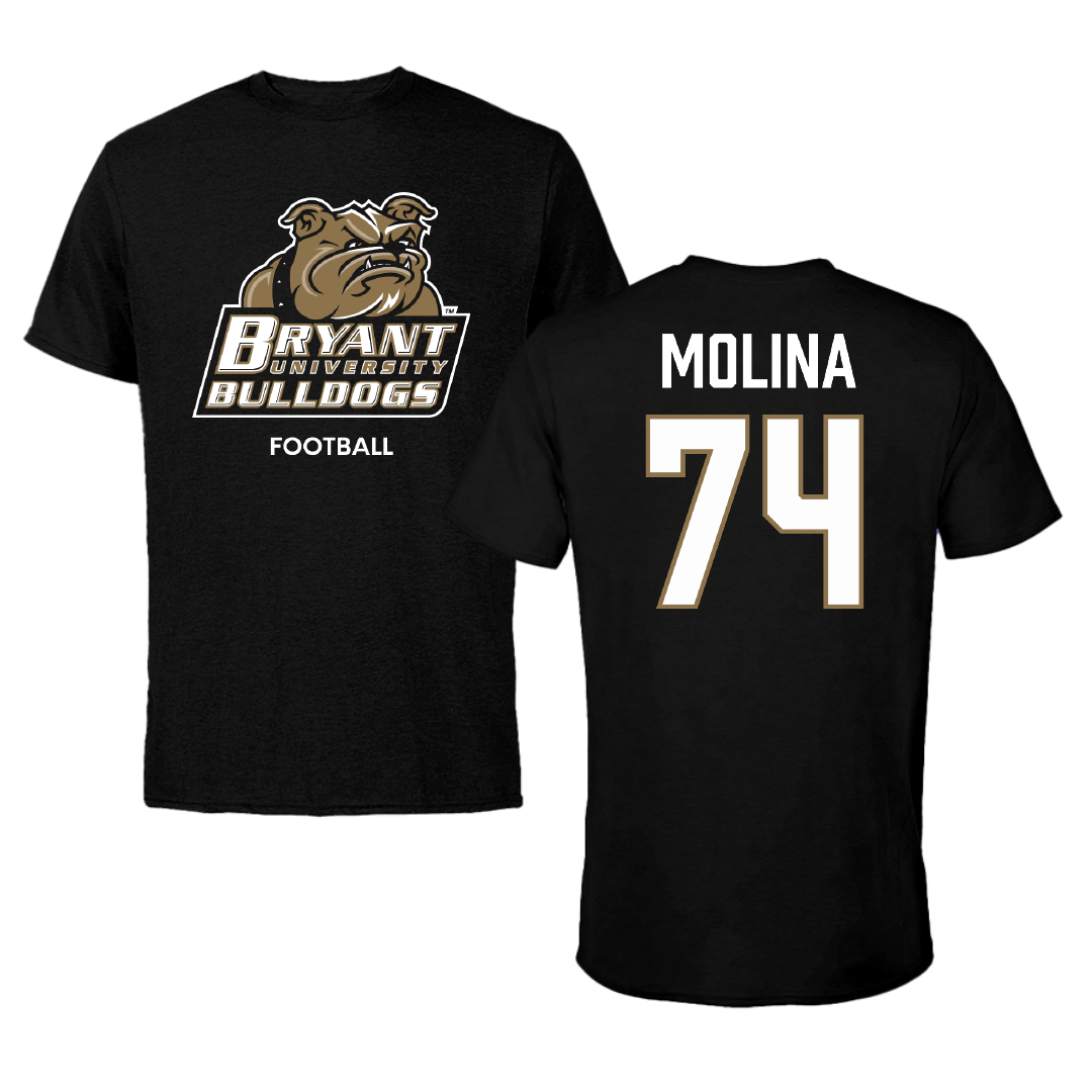 Bryant University Football Black Tee - #74 Nick Molina