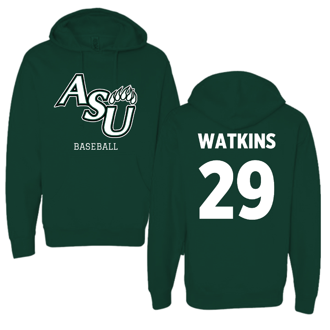 Adams State University Baseball Forest Green Block Hoodie - #29 Braden Watkins