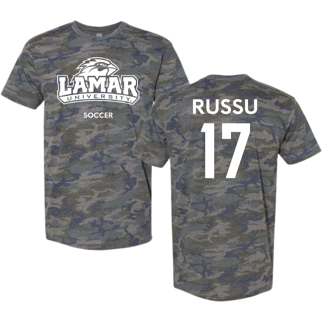 Lamar University Soccer (W) Vintage Camo Tee - #17 Addison Russu