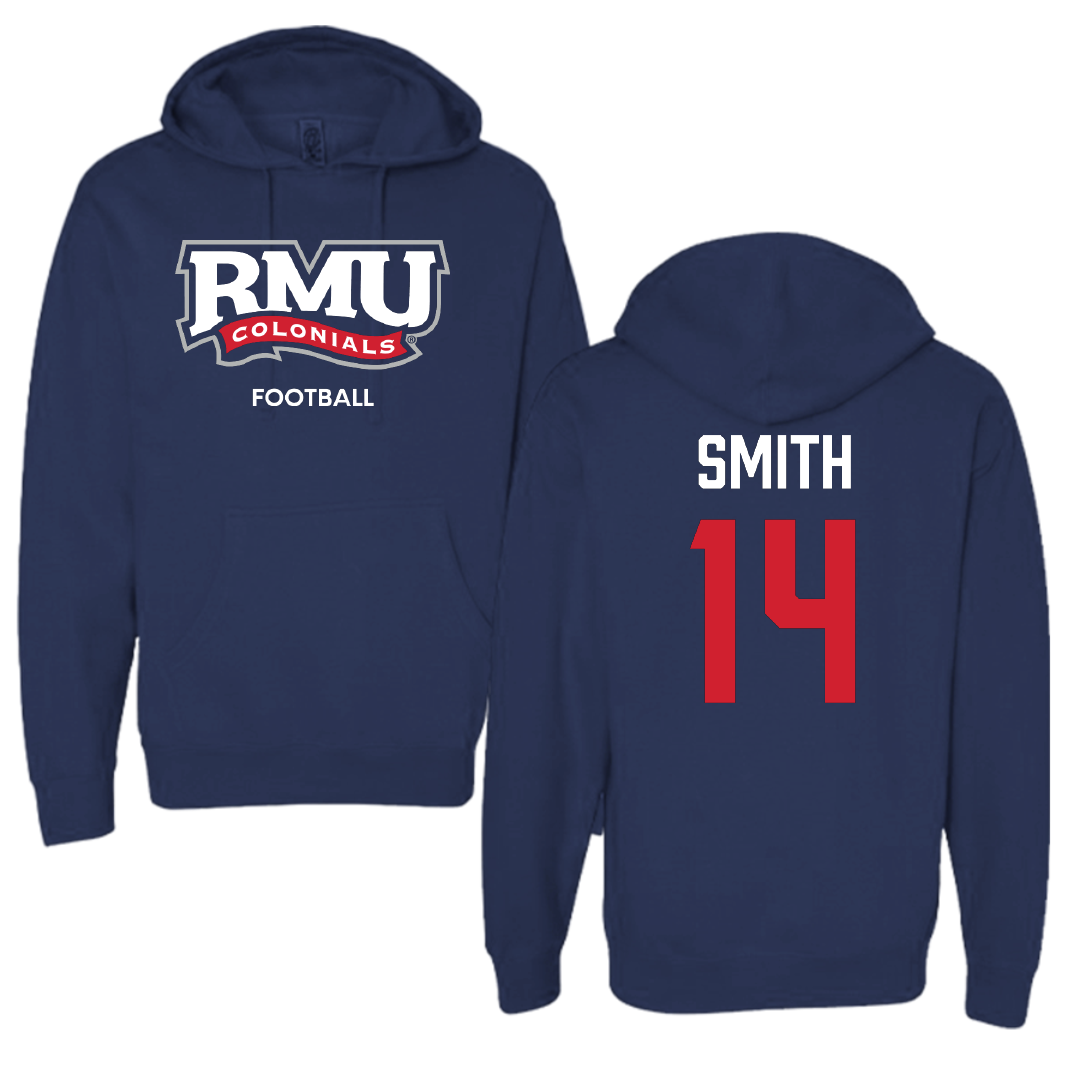 Robert Morris University Football Navy Hoodie - #14 Zin'tayvious Smith