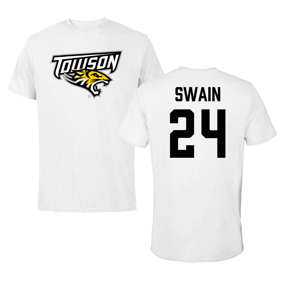 Towson University Football White Tee - #24 Mike Swain