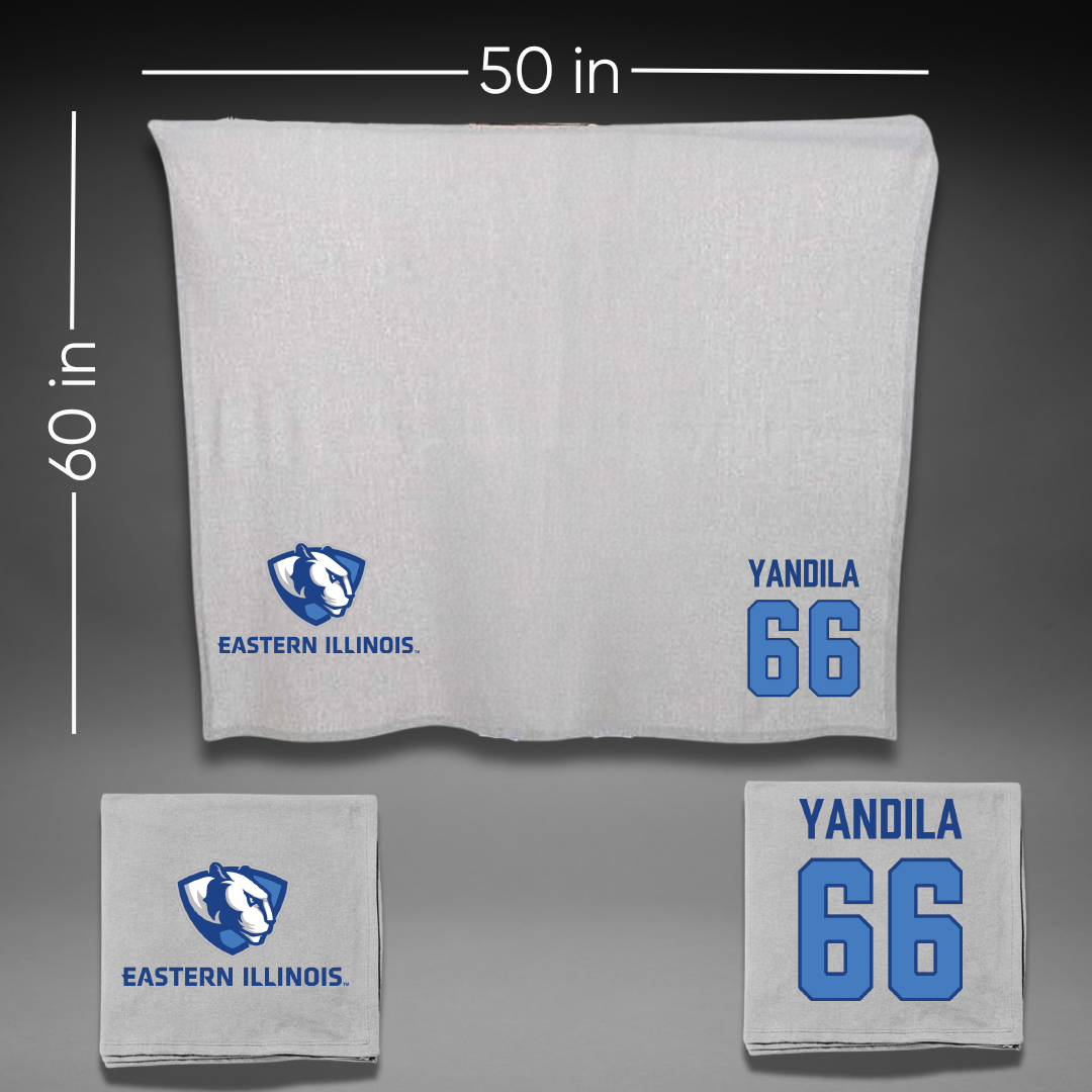 Eastern Illinois University Football Gray Blanket - #66 Jordan Yandila