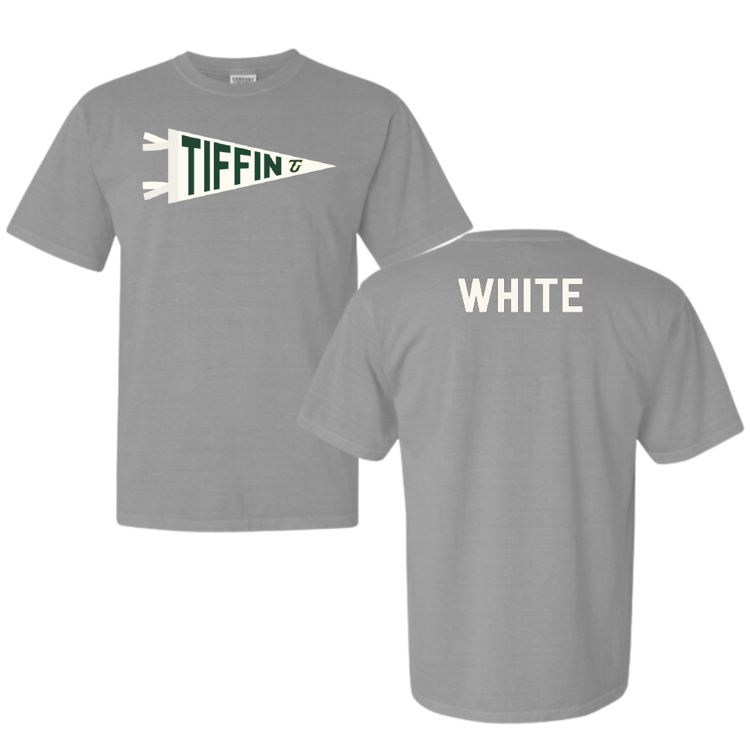 Tiffin University TF and XC Light Gray Pennant Comfort Colors Tee - Jaylen White
