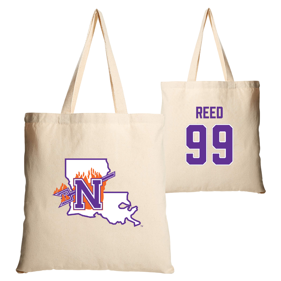 Northwestern State University Football Tan Canvas Tote Bag - #99 Ke’Shawn Reed