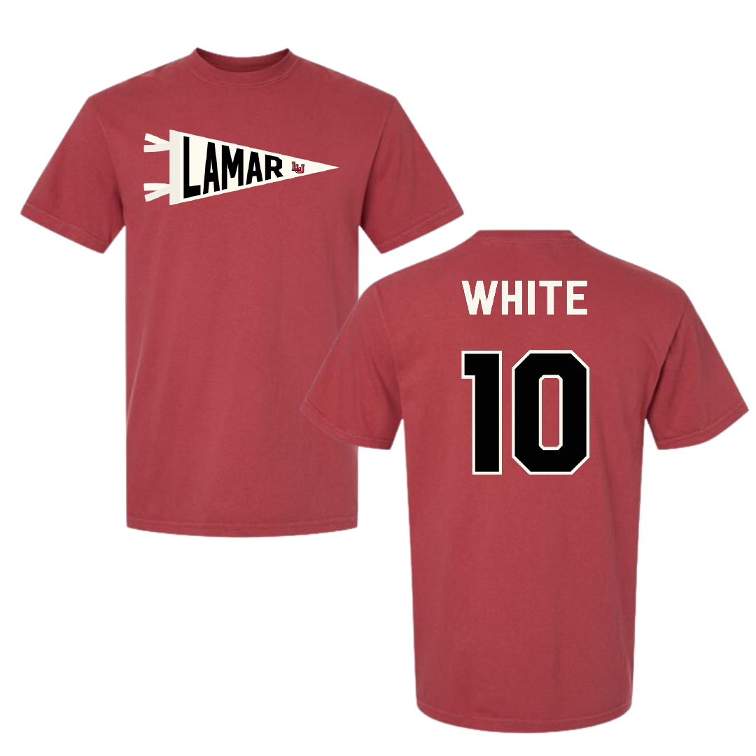 Lamar University Basketball Canvas Red Pennant Comfort Colors Tee - #10 Errol White