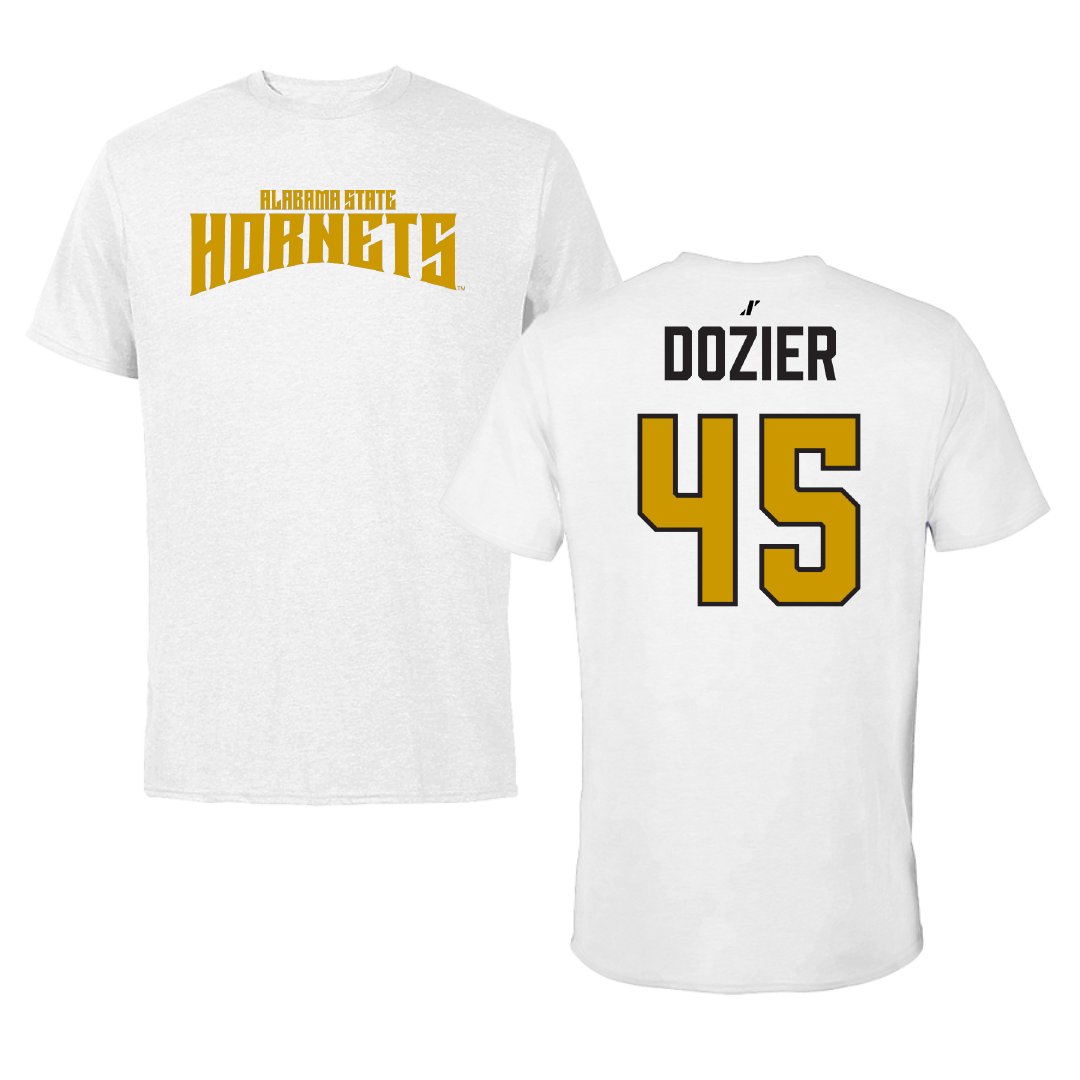 Alabama State University Football White Classic Performance Tee - #45 Rico Dozier