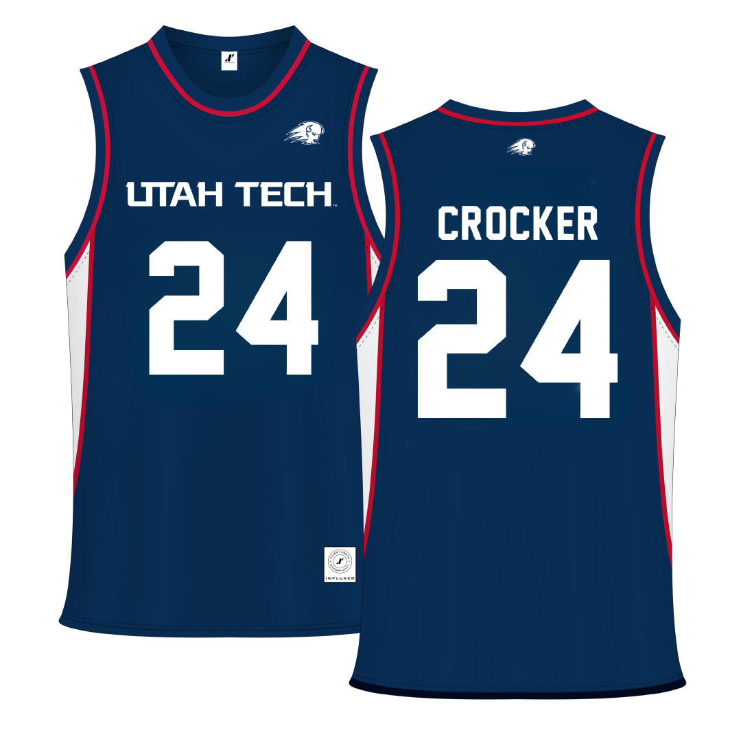 Utah Tech University Navy Basketball Jersey - #24 Lauren Crocker