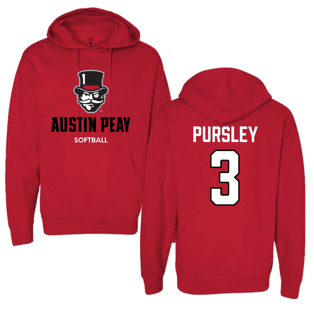 Austin Peay State University Softball Red Hoodie - #3 Charley Pursley