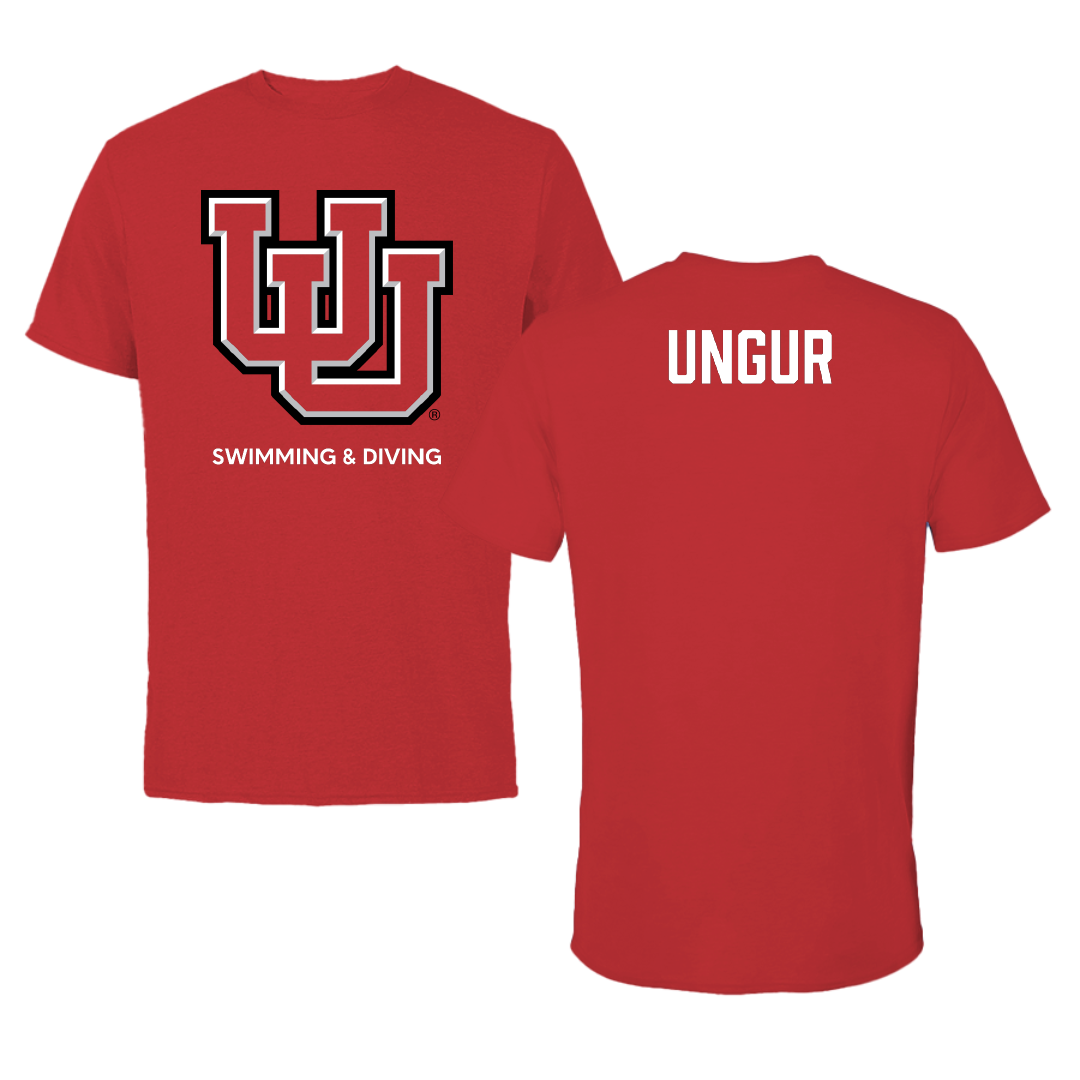 University of Utah Swimming & Diving Red Performance Tee - Andrei Ungur